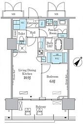 晴海フラッグ ポートヴィレッジ C棟 15階1LDKの間取り