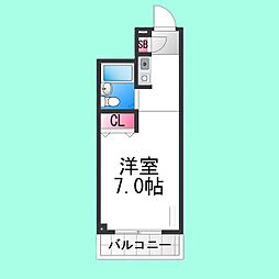 ランピオーネ・1992 ワンルームの間取図画像