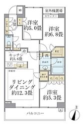 プラウド代々木初台 3LDKの間取図画像