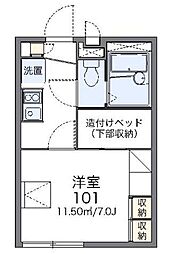 レオパレスサカエ 1Kの間取図画像