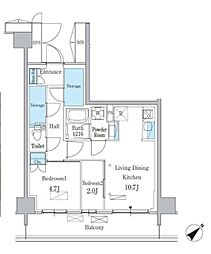パークアクシス品川南大井パークフロント 3階2LDKの間取り