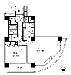 リバーポイントタワー 1LDKの間取図画像