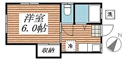 中央ハイツ 1Kの間取図画像