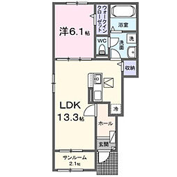 鹿黒アパート A 1LDKの間取図画像