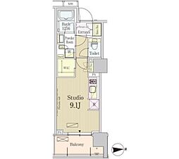パークアクシス池田山 6階ワンルームの間取り