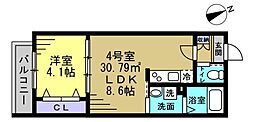 55-1 船橋 1LDKの間取図画像