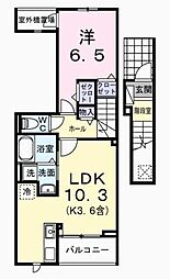 ハイライト 2階1LDKの間取り