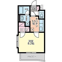 ウェストグレイス 1Kの間取図画像