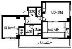 シャルマンエイト 2DKの間取図画像