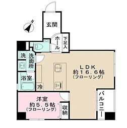 オパールヴィラ 1LDKの間取図画像