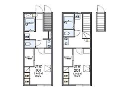 多摩都市モノレール 大塚・帝京大学駅 徒歩7分の賃貸アパート 1階1Kの間取り