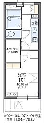 レオパレスM&K 1Kの間取図画像