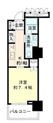豊洲シエルタワー 5階1Kの間取り