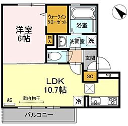 Carpelux 1LDKの間取図画像