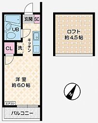 一福ハイム 1Kの間取図画像