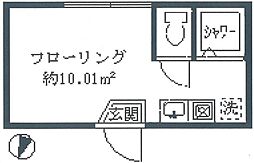 西武新宿線 中井駅 徒歩9分の賃貸アパート 1階ワンルームの間取り