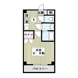 ビラ・ベルウッド 3階1Kの間取り