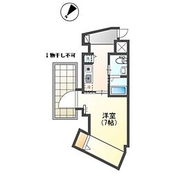 レジデンス明神町 2階1Kの間取り