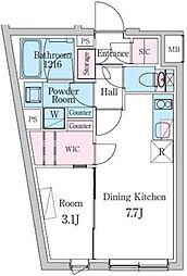 新宿区西新宿5丁目マンション 1DKの間取図画像