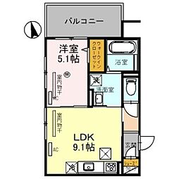 D-roomN.K2 1LDKの間取図画像