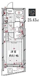 レガリス洗足池 1Kの間取図画像