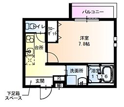 フジパレス俊徳道WEST 1Kの間取図画像