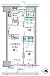 パークアクシス新宿百人町 2LDKの間取図画像