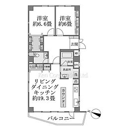 広尾GTビル 2LDKの間取図画像