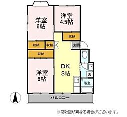 JR中央線 武蔵小金井駅 徒歩11分の賃貸マンション 3階3DKの間取り