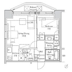 ハウス岩本町 12階1LDKの間取り