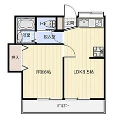 ハイツはなぶさ 1LDKの間取図画像