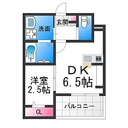 西湊町エヌエム・セント 1DKの間取図画像