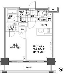 パークハビオ人形町 1LDKの間取図画像