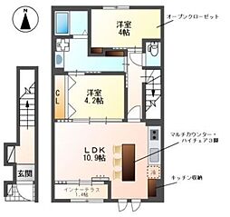 サングリーン 2階2LDKの間取り