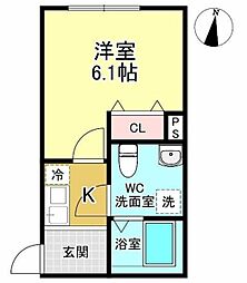 川越市松江町1丁目アパート 1Kの間取図画像