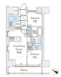 テラス駒込イースト 2LDKの間取図画像
