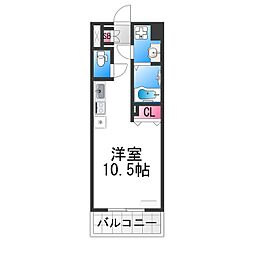 ルミノーサ堺 6階ワンルームの間取り