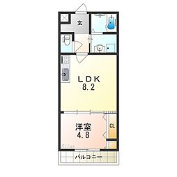 フジパレス石津川WEST 1LDKの間取図画像