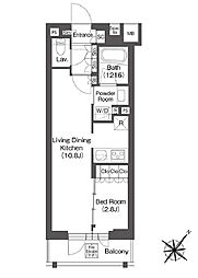 レフィールオーブ代々木 4階1LDKの間取り