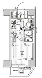 プレミアムキューブ品川大崎 9階1Kの間取り