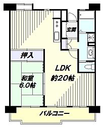 昭島つつじが丘ハイツ1号棟 1LDKの間取図画像