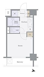 パークウェル浅草 1Kの間取図画像