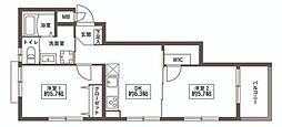 ラ.ヴィラ北町 2DKの間取図画像
