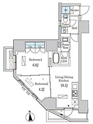 ルジュール神田須田町 8階2LDKの間取り
