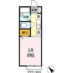 たかおか荘 2階ワンルームの間取り