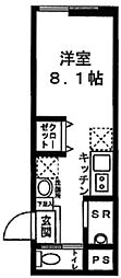 ミニマあさの 1階ワンルームの間取り