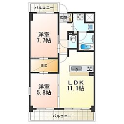 南海グランドコート阿倍野 2LDKの間取図画像