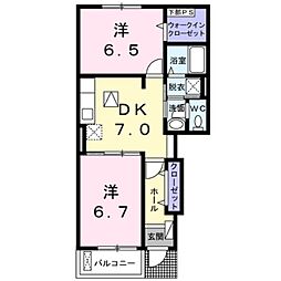 カルム　エレガンス 1階2DKの間取り