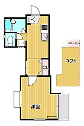 グレースハイム山王 1DKの間取図画像