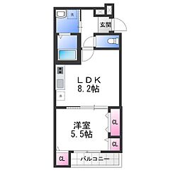 岸和田市下松町1丁目アパート 1LDKの間取図画像